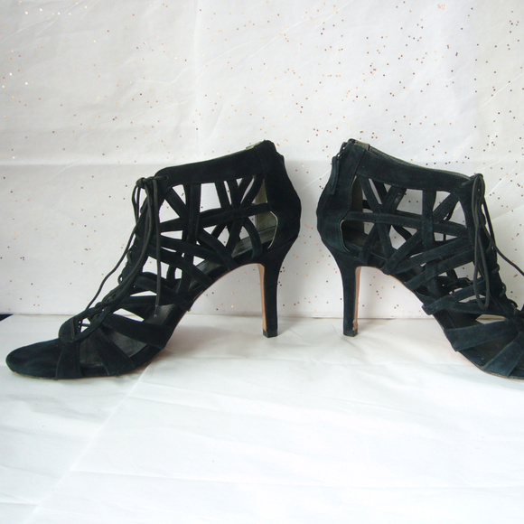 Pour La Victoire Caged Lace Up Sandal - Black 10 - Picture 8 of 8